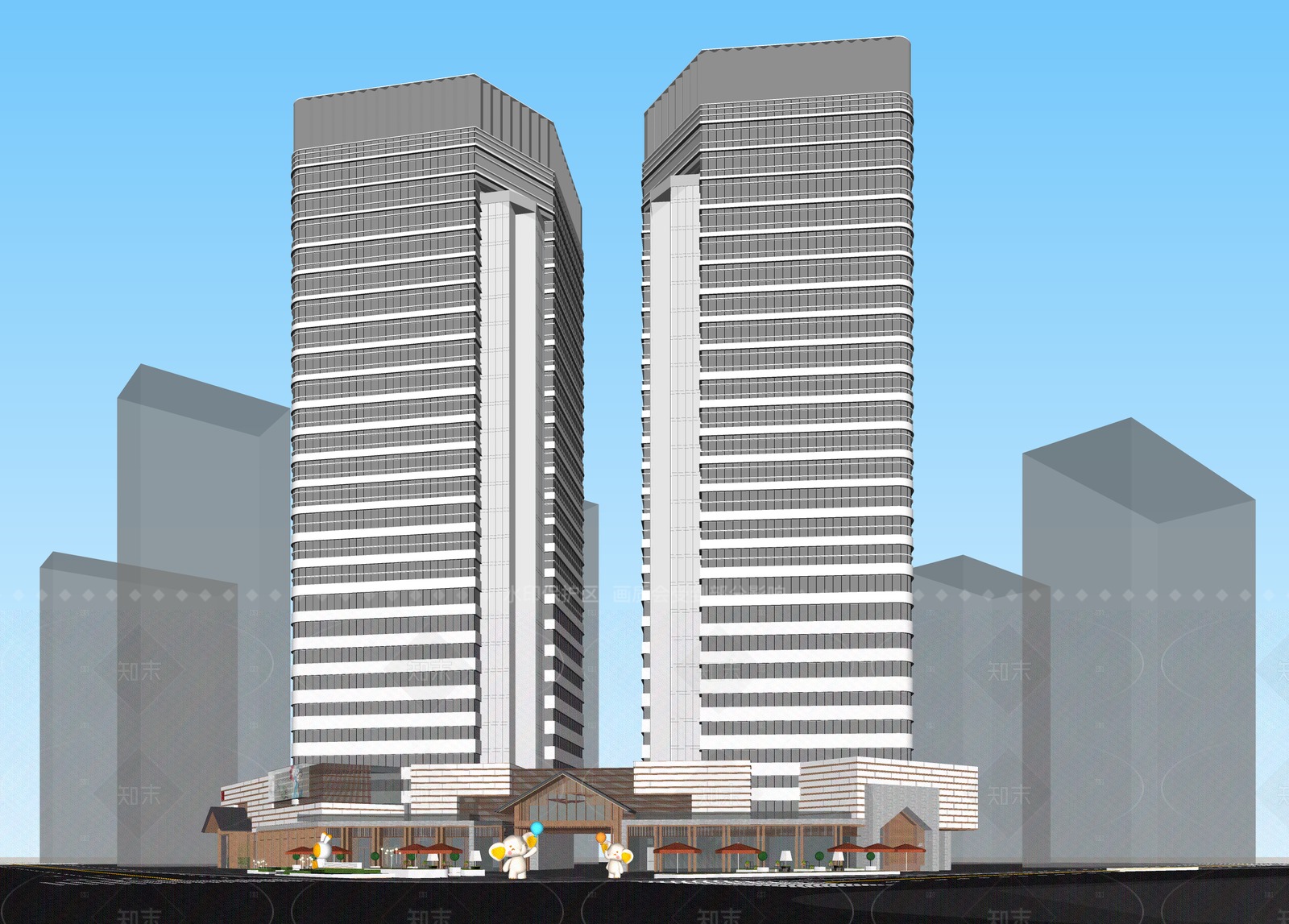 现代酒店建筑SU模型下载【ID:1206789144】