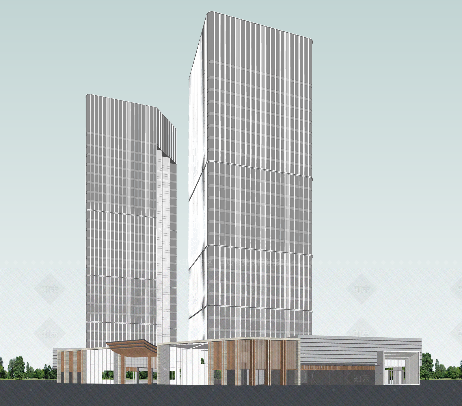 现代酒店建筑SU模型下载【ID:1206789605】