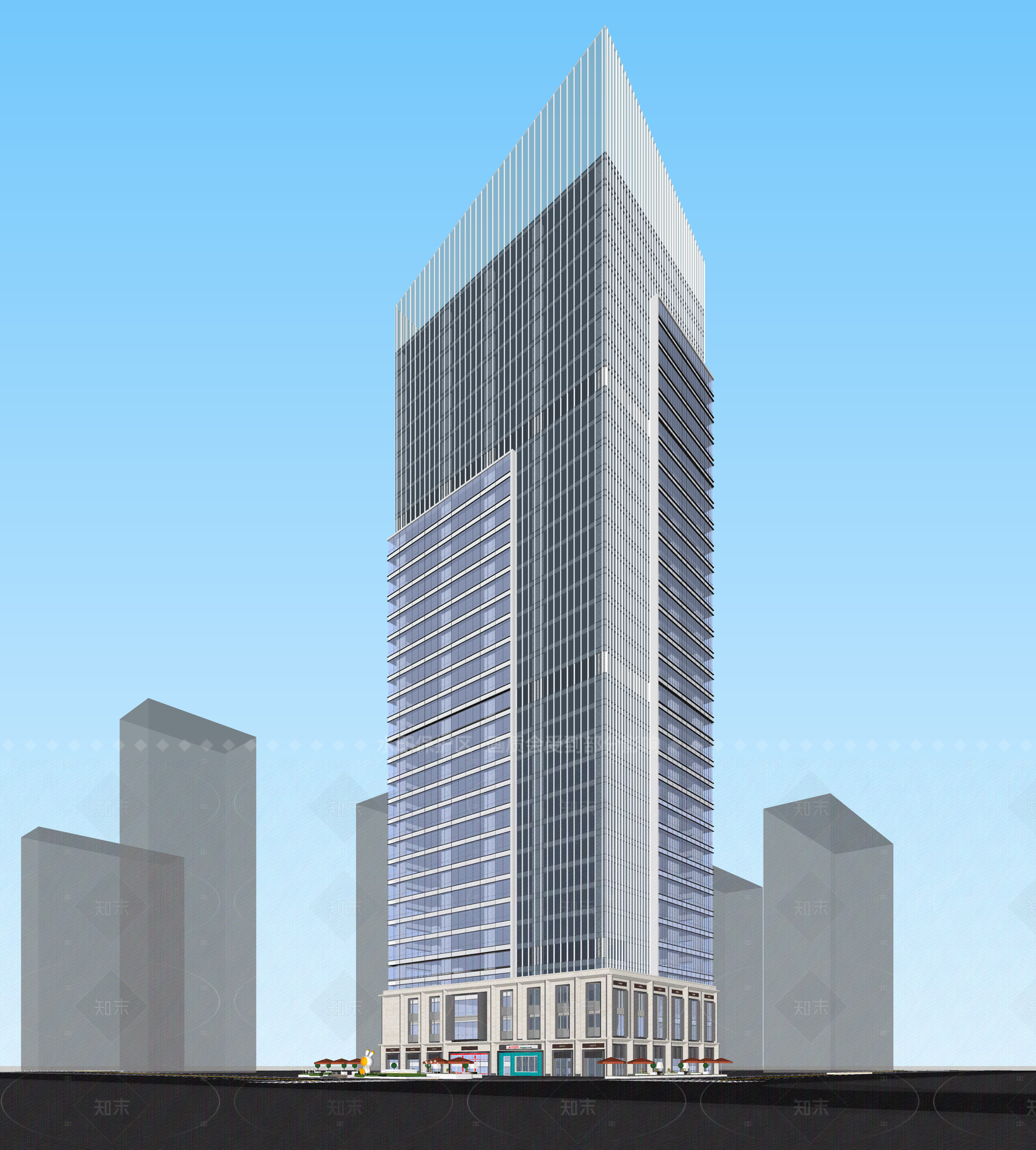 现代酒店建筑SU模型下载【ID:1206790018】