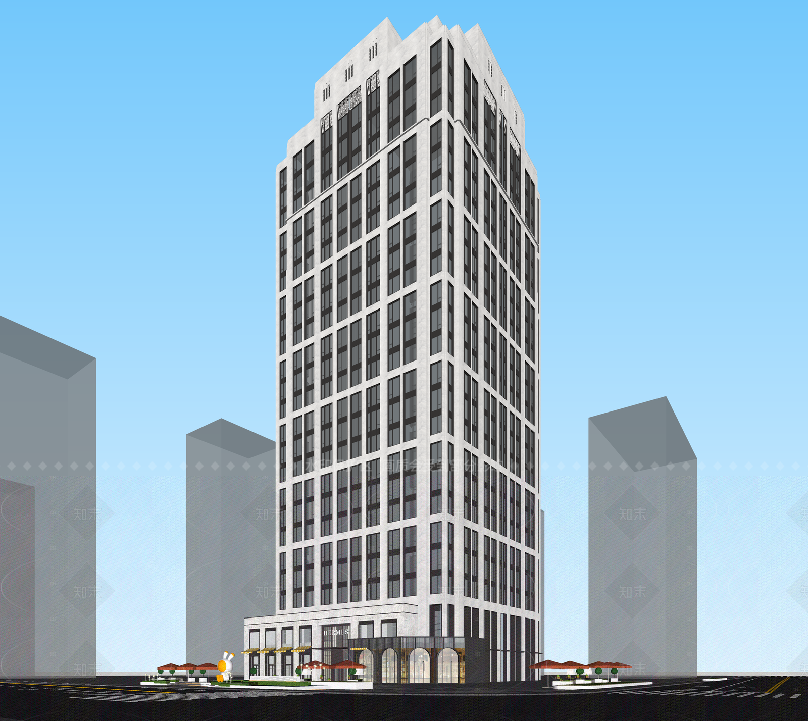 现代酒店建筑SU模型下载【ID:1206790361】