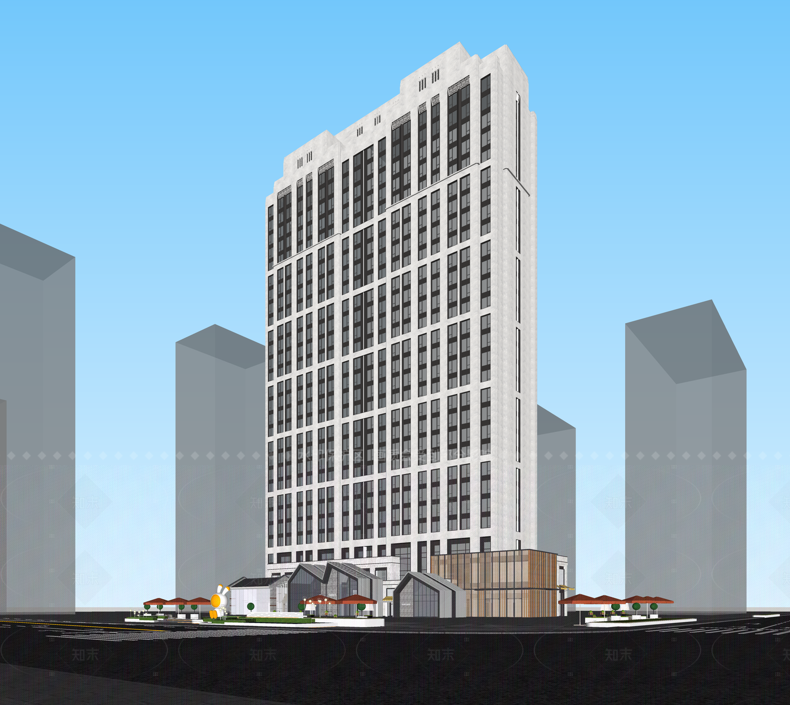 现代酒店建筑SU模型下载【ID:1206790307】