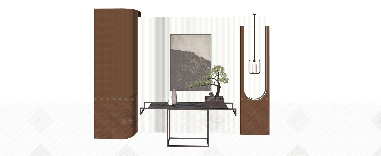 新中式隔断SU模型下载【ID:1206790698】