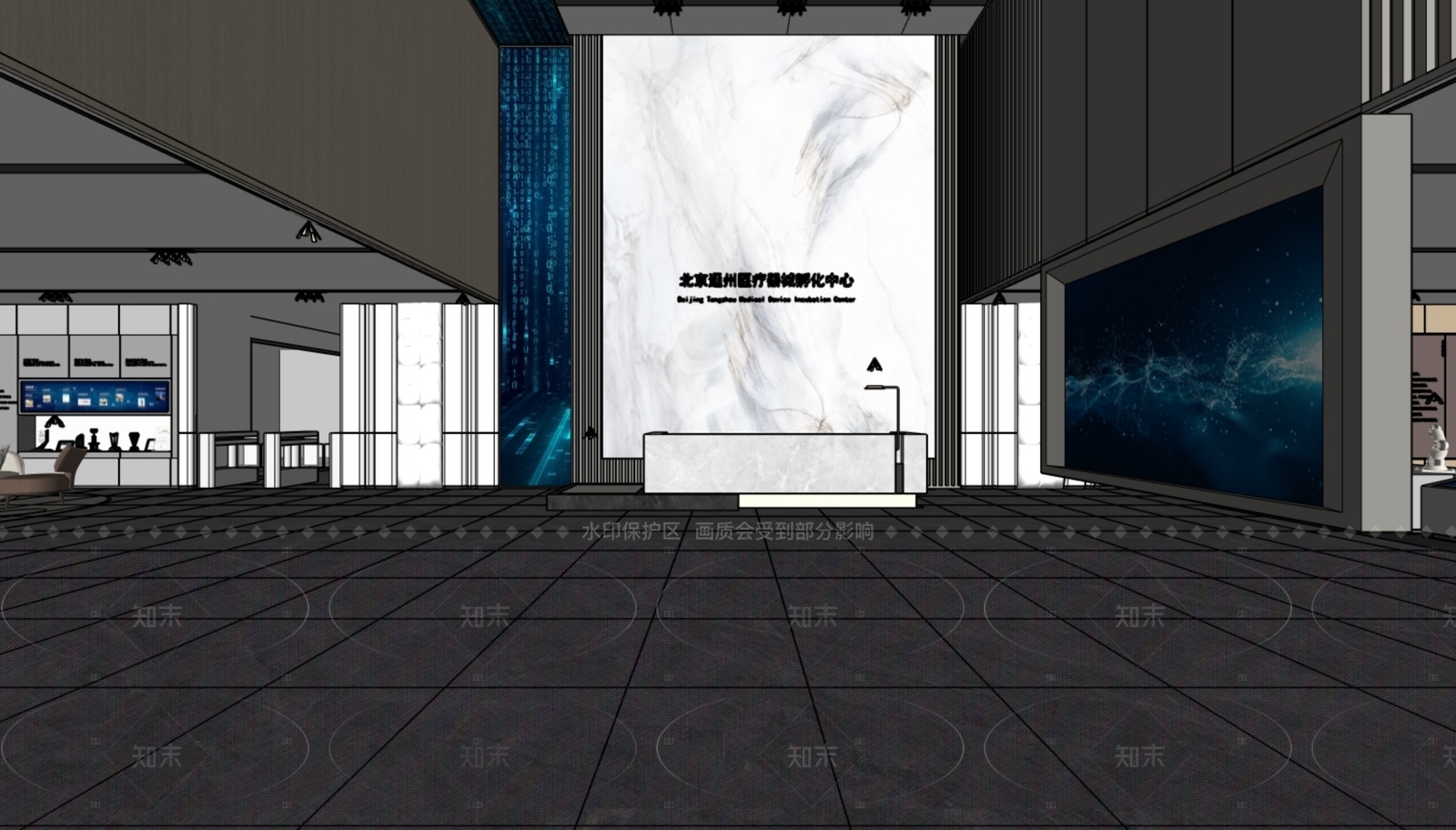现代轻奢办公大堂SU模型下载【ID:1206790743】