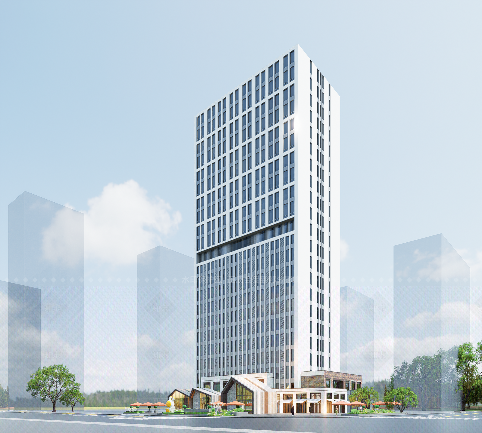 现代酒店建筑SU模型下载【ID:1206790641】