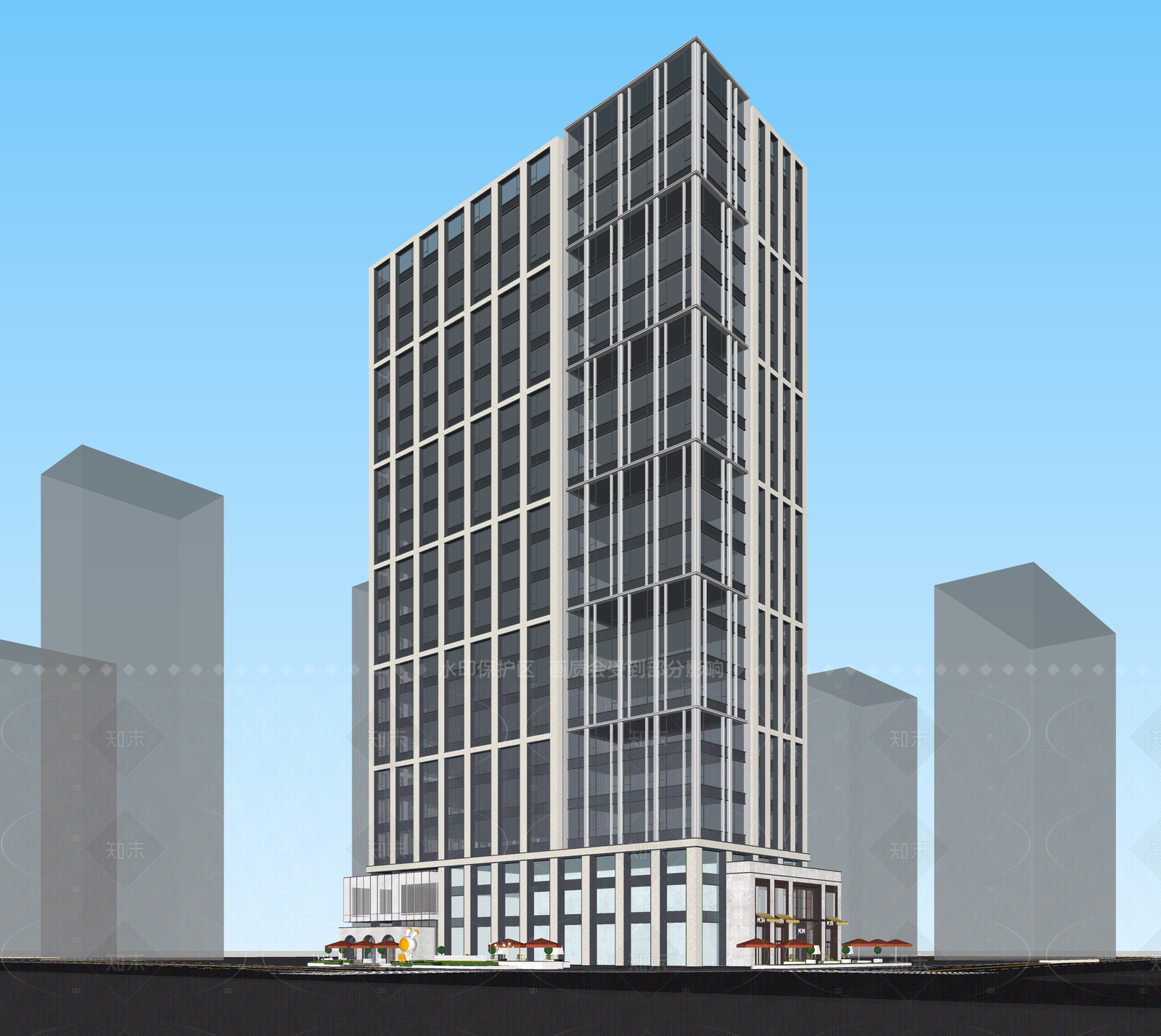 现代酒店建筑SU模型下载【ID:1206790762】