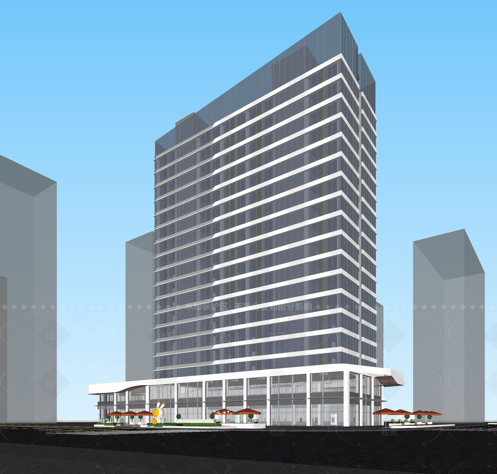 现代酒店建筑SU模型下载【ID:1206791987】