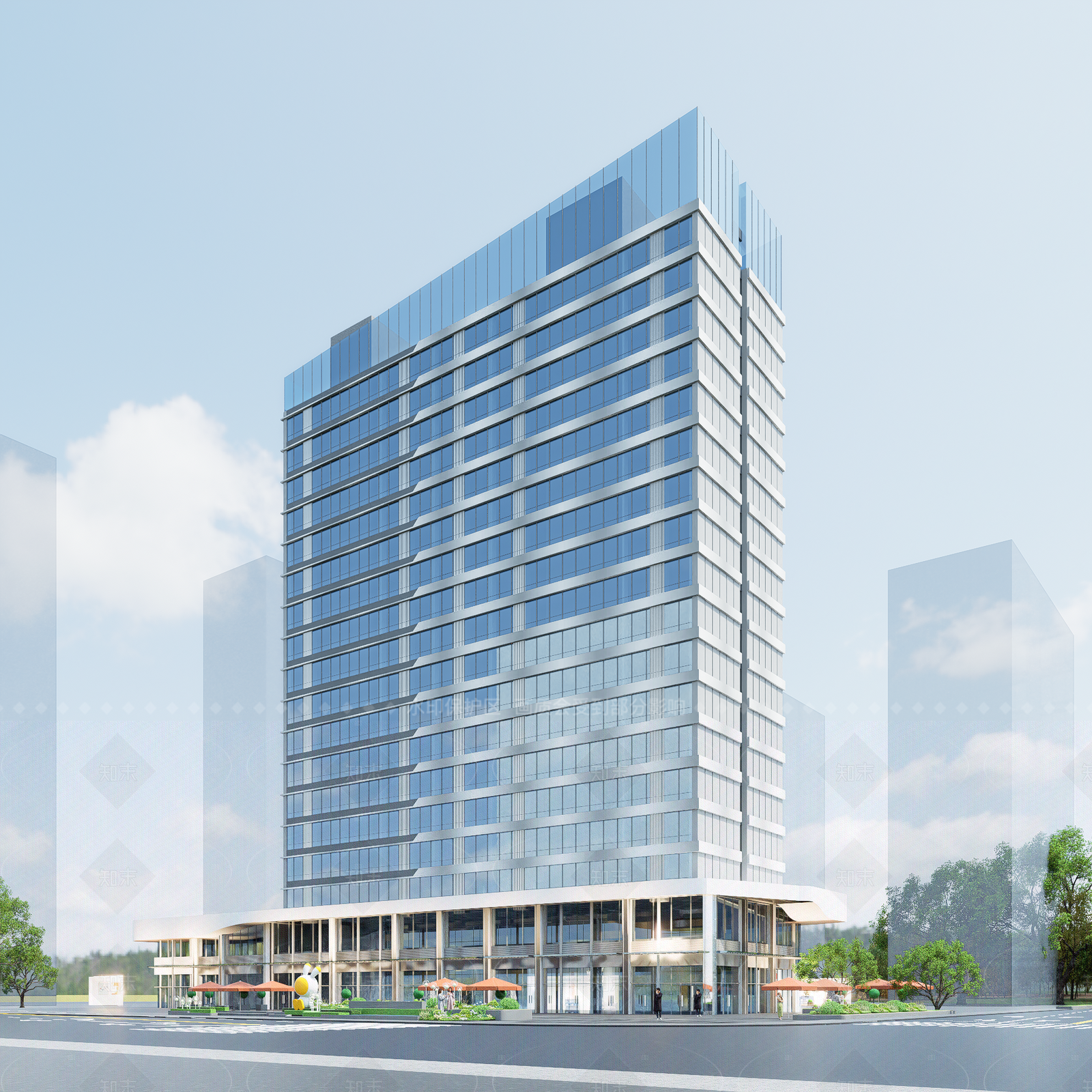 现代酒店建筑SU模型下载【ID:1206791987】