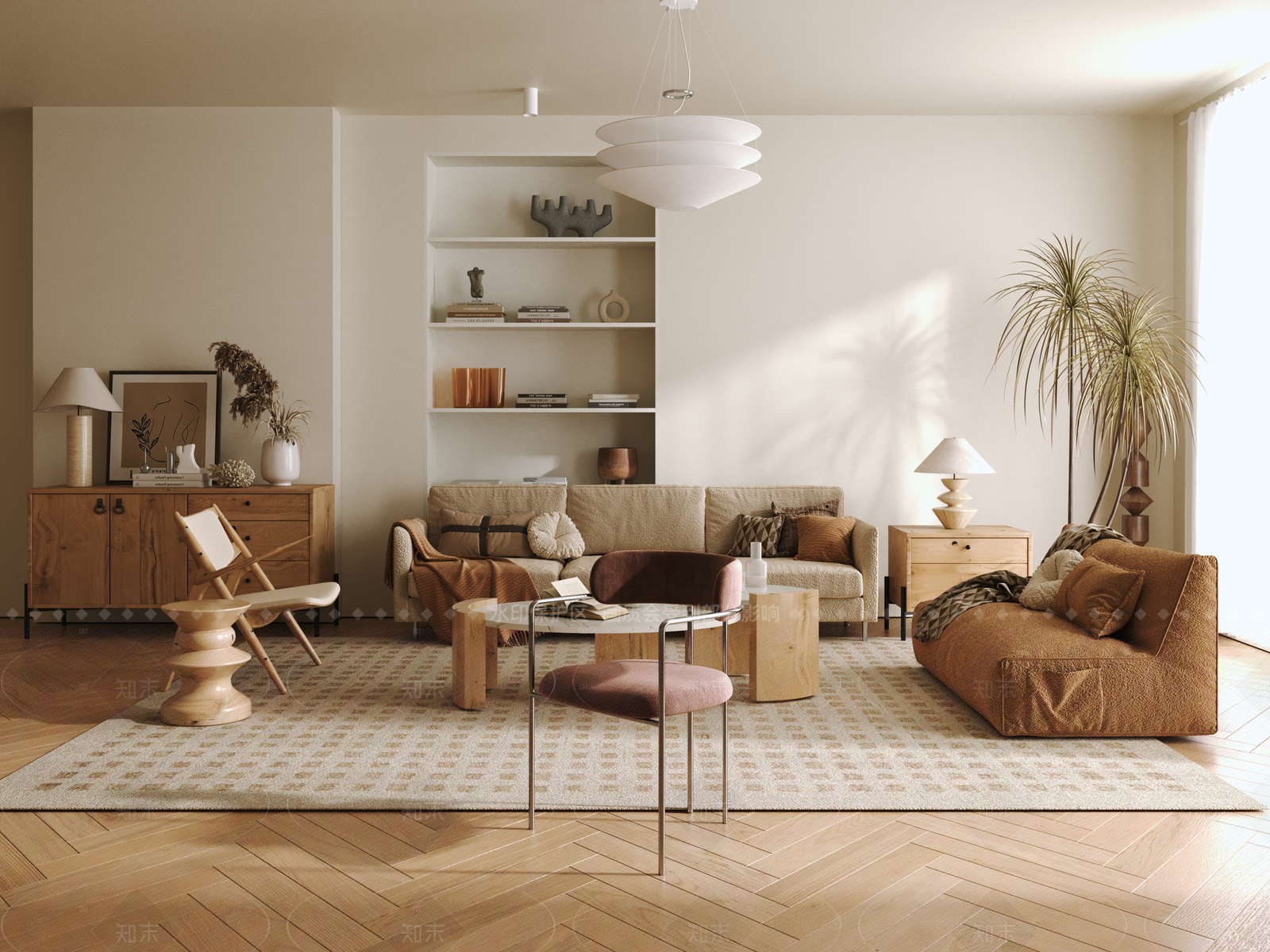 现代日式家居客厅3D模型下载【ID:1206792048】