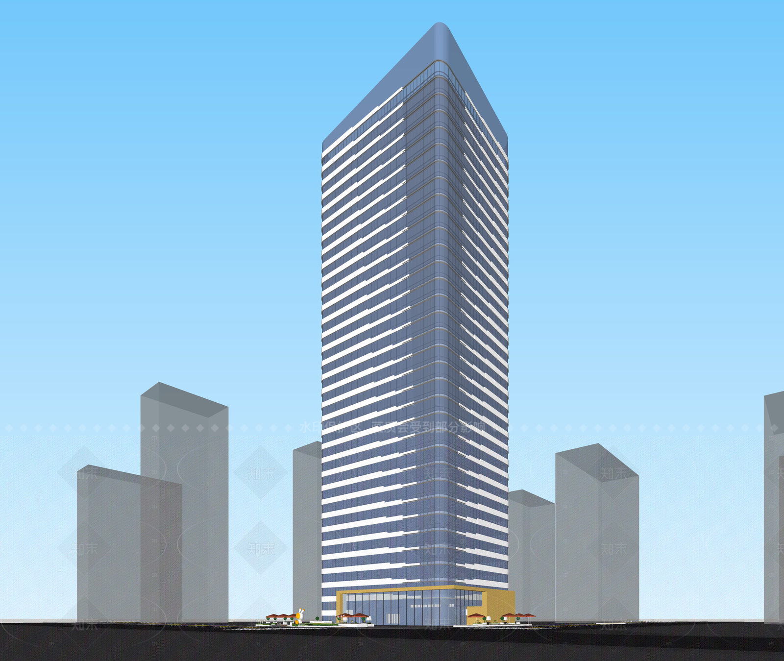 现代酒店建筑SU模型下载【ID:1206792416】
