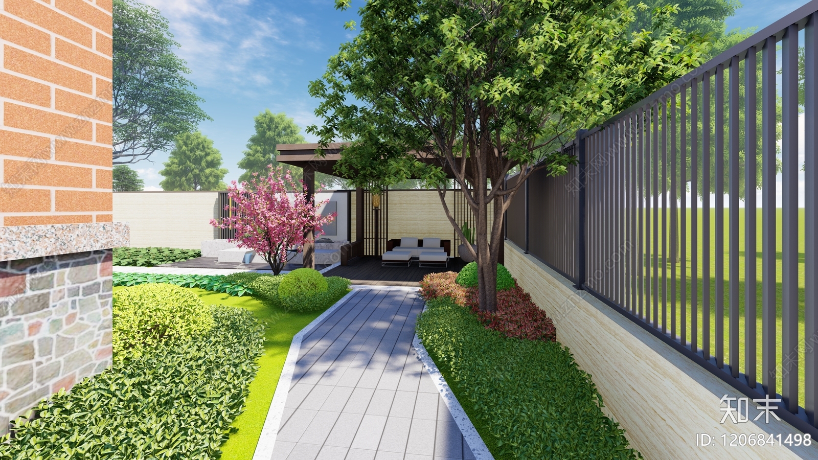 新中式现代住宅区景观SU模型下载【ID:1206841498】