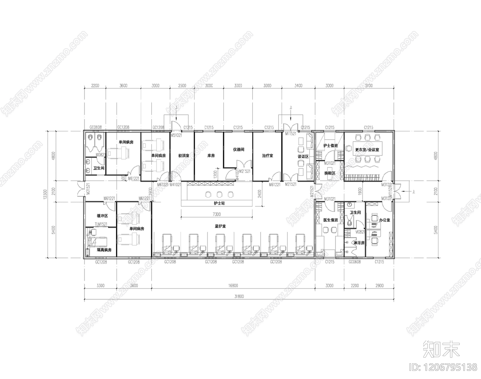 现代医院cad施工图下载【ID:1206795138】