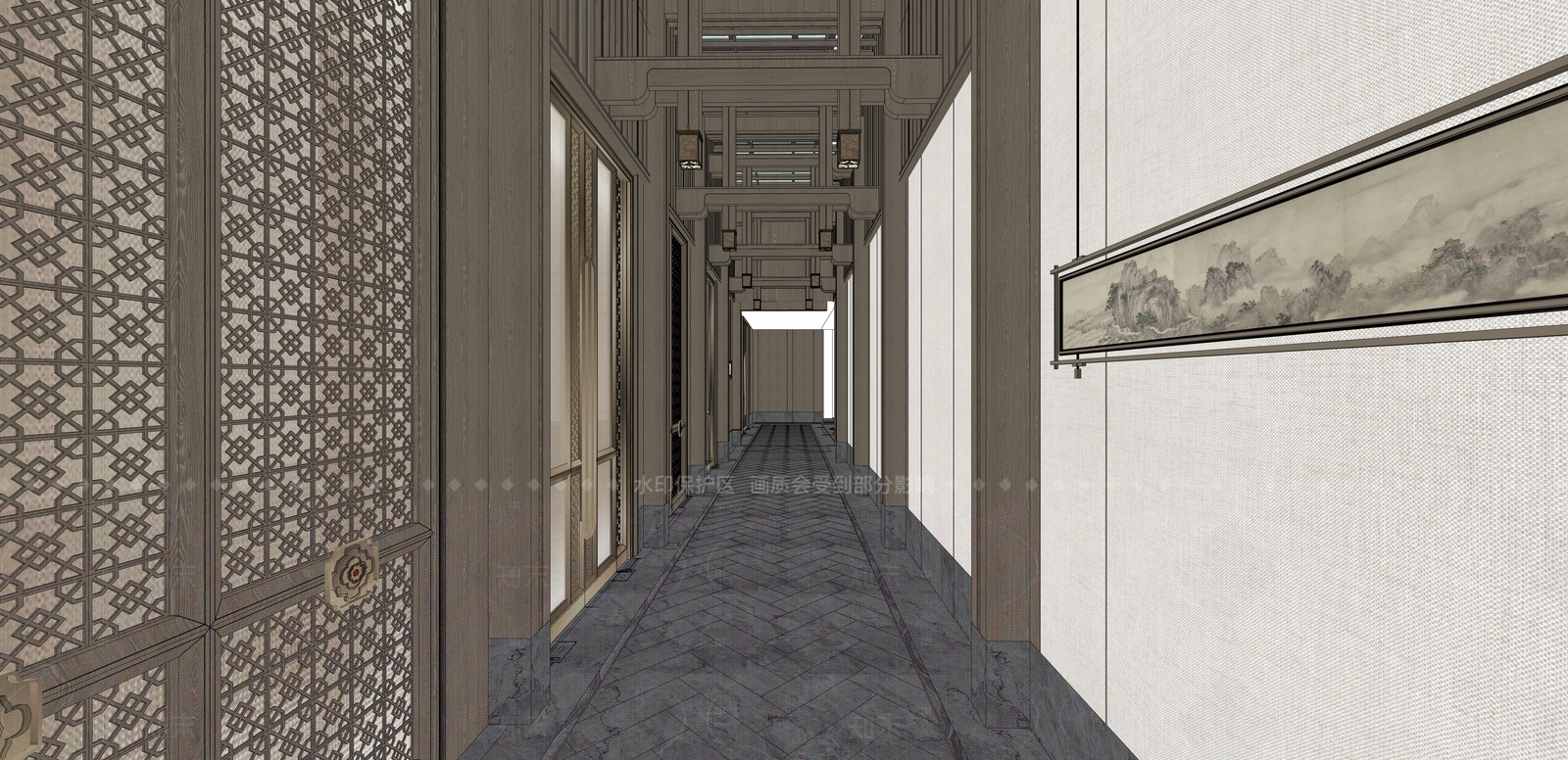 新中式中式中餐厅SU模型下载【ID:1206795215】