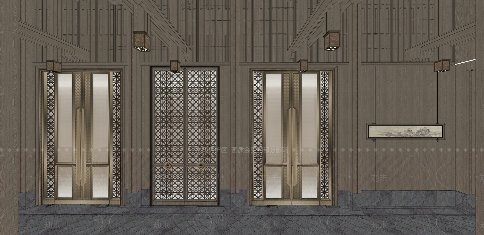 新中式中式中餐厅SU模型下载【ID:1206795215】