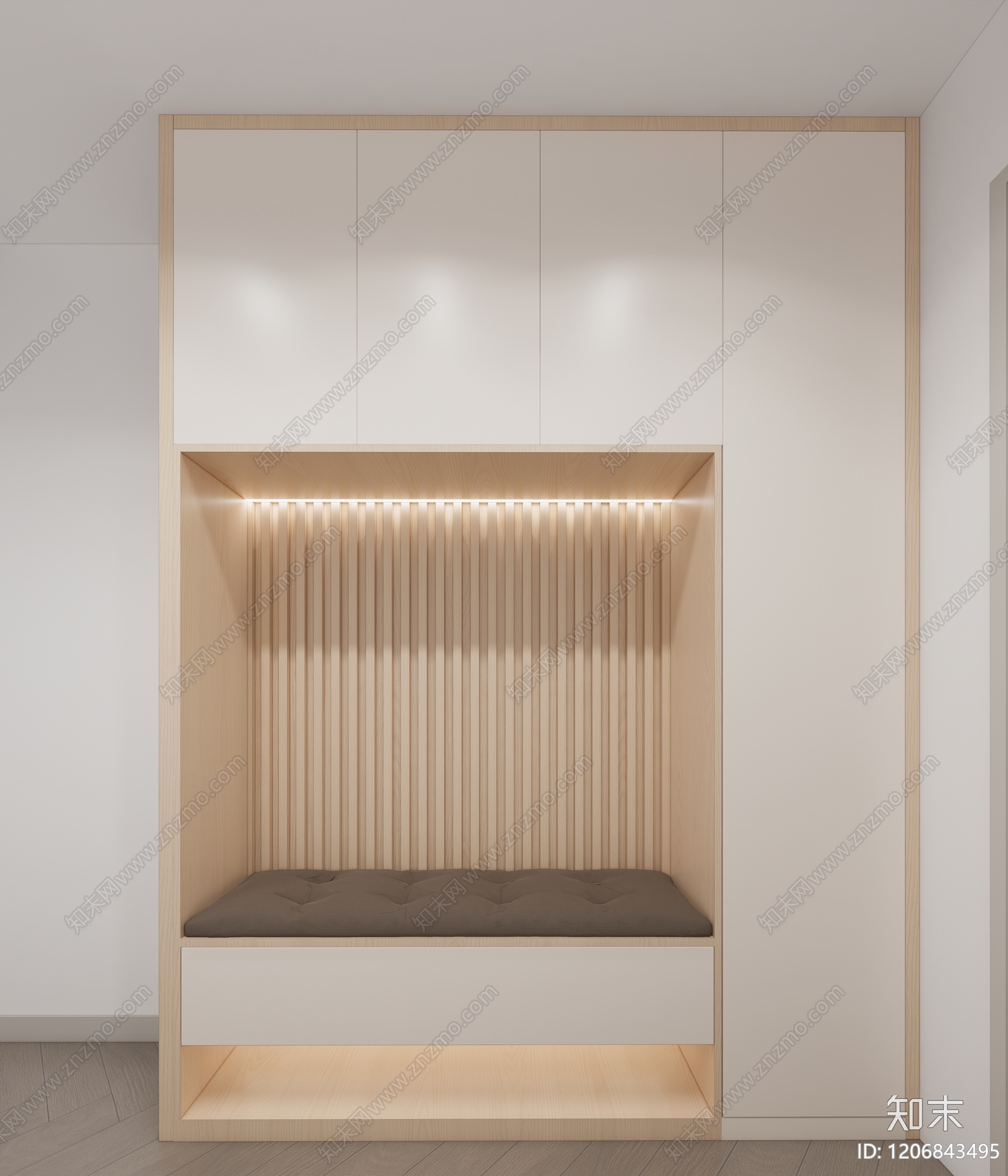 现代奶油玄关柜SU模型下载【ID:1206843495】