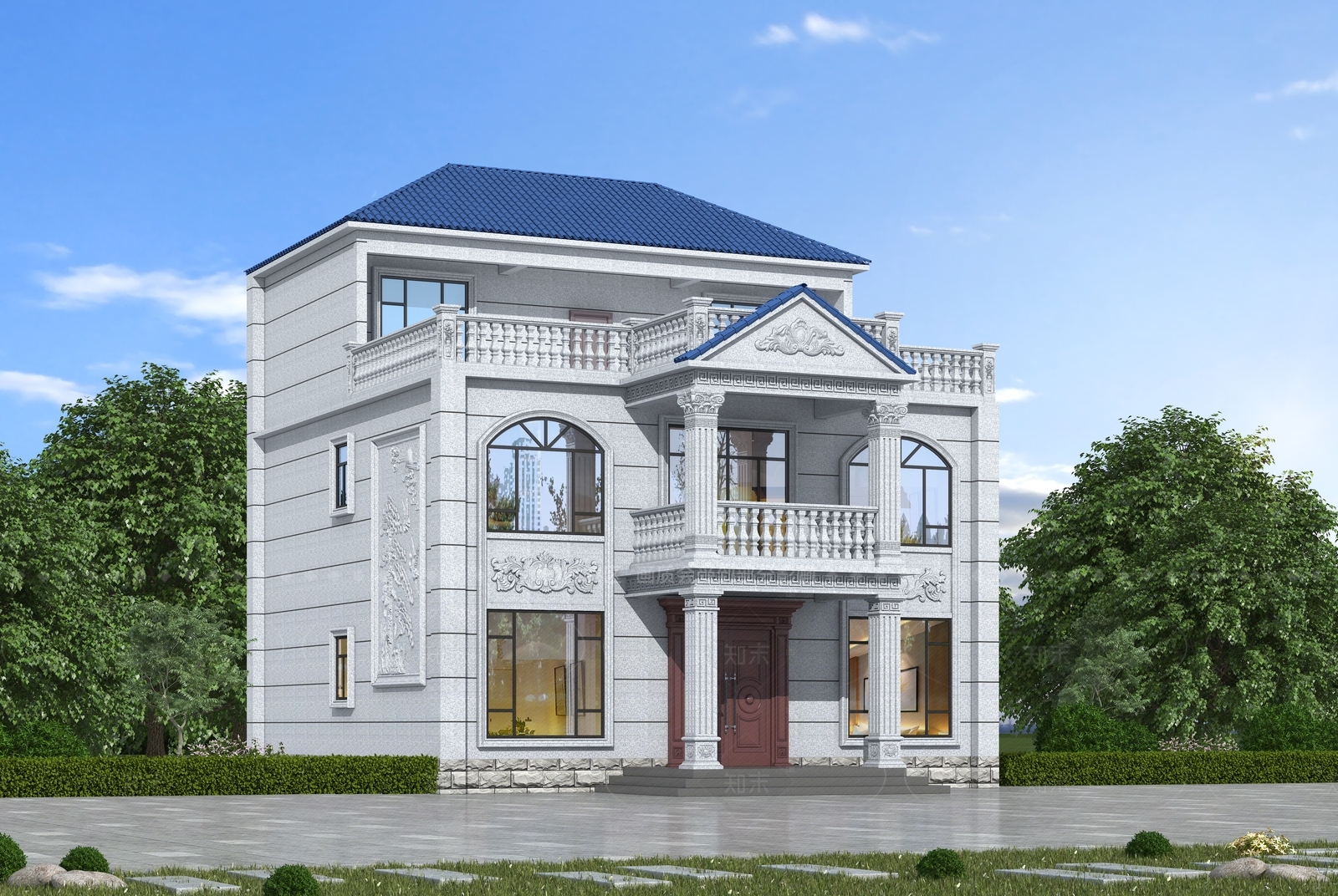 欧式独栋别墅3D模型下载【ID:1206800753】