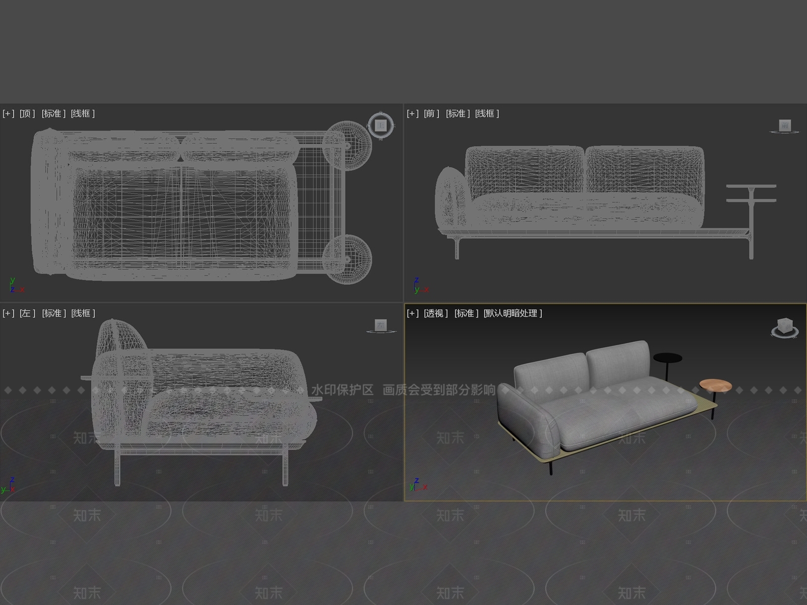 意式现代双人沙发3D模型下载【ID:1206804286】