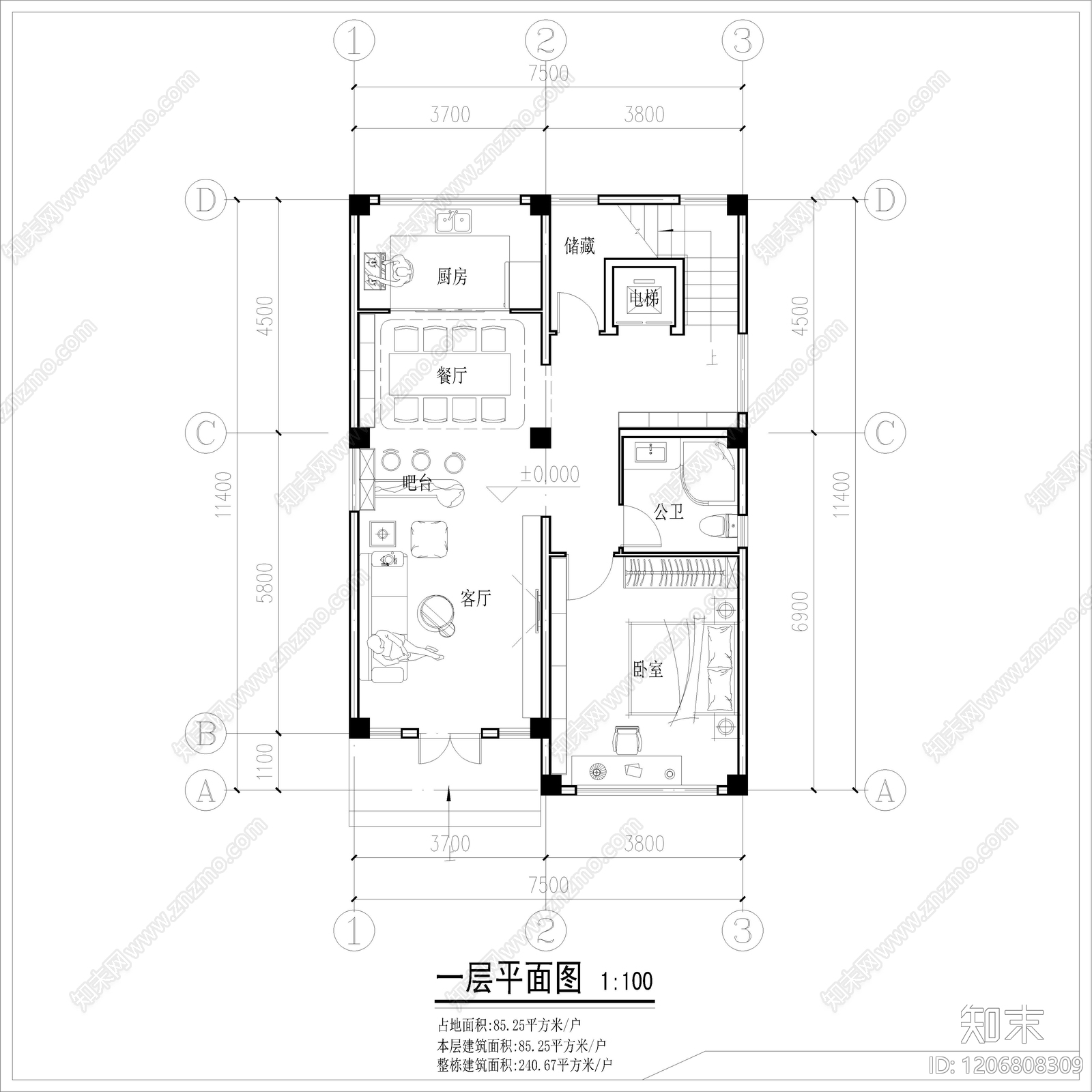 现代别墅建筑施工图下载【ID:1206808309】