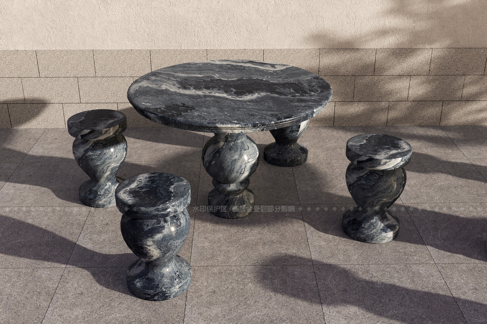 中式侘寂景观座椅3D模型下载【ID:1206808792】