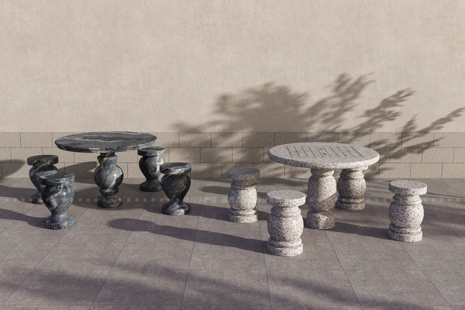 中式侘寂景观座椅3D模型下载【ID:1206808792】