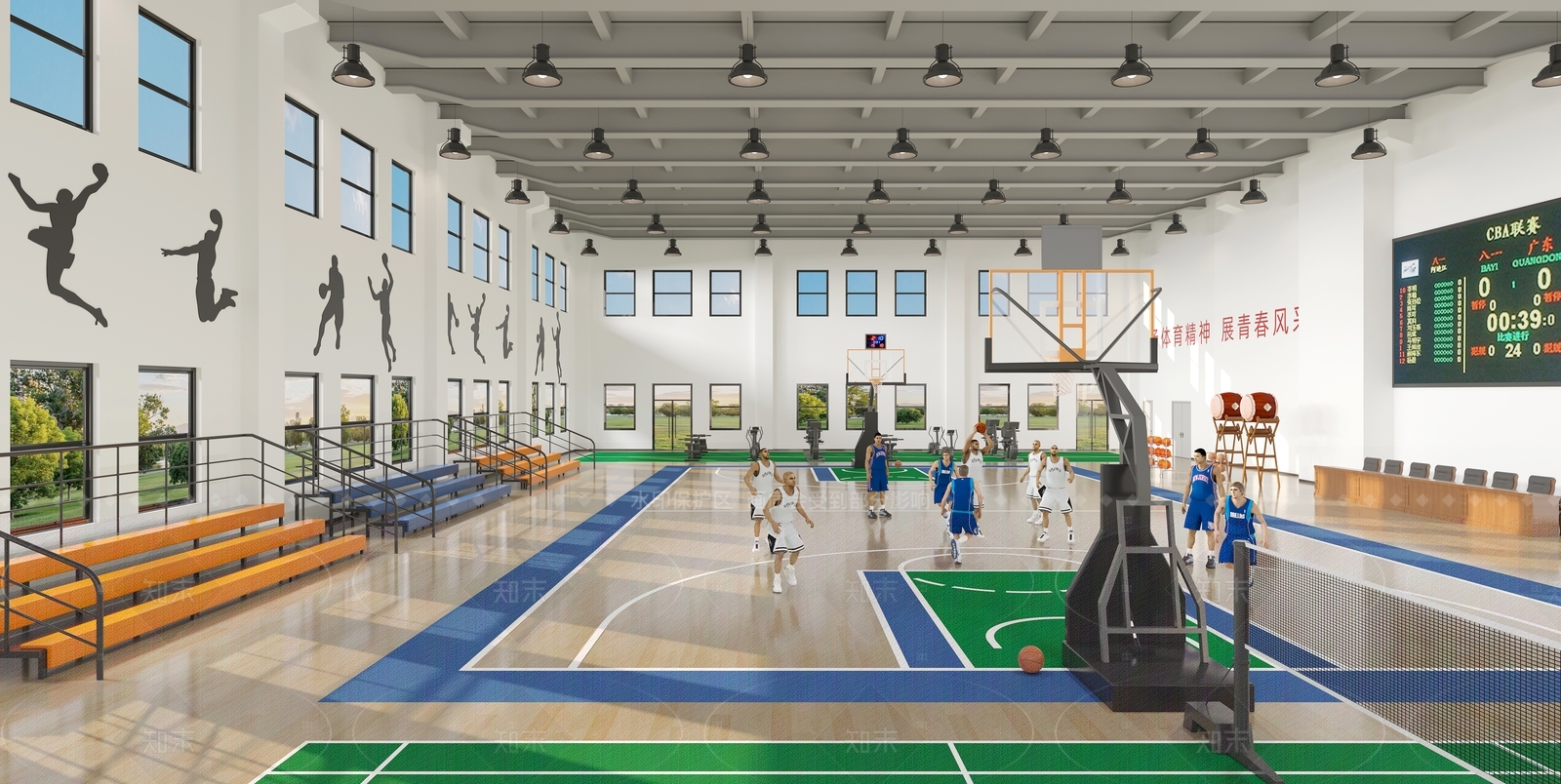 现代简约篮球场3D模型下载【ID:1206809730】