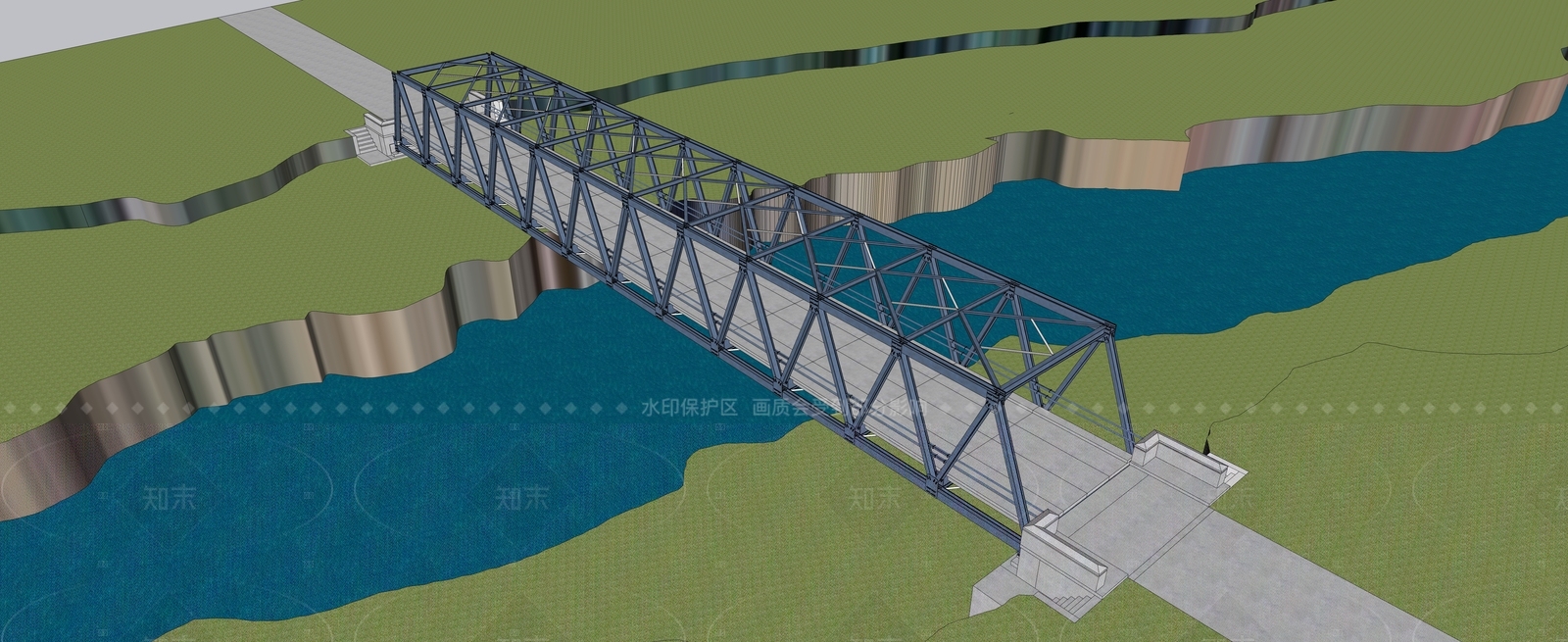 现代景观桥SU模型下载【ID:1206813342】