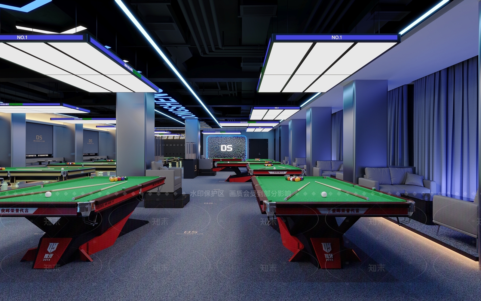 现代极简台球室3D模型下载【ID:1206816018】