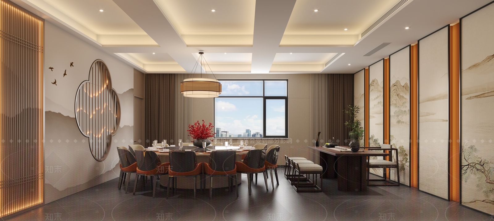 新中式现代包厢3D模型下载【ID:1206816656】