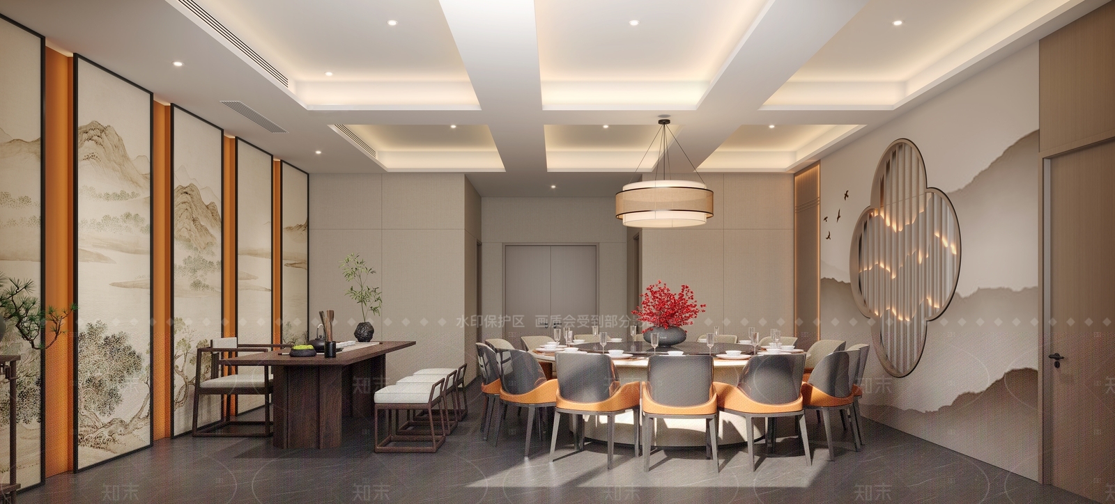 新中式现代包厢3D模型下载【ID:1206816656】
