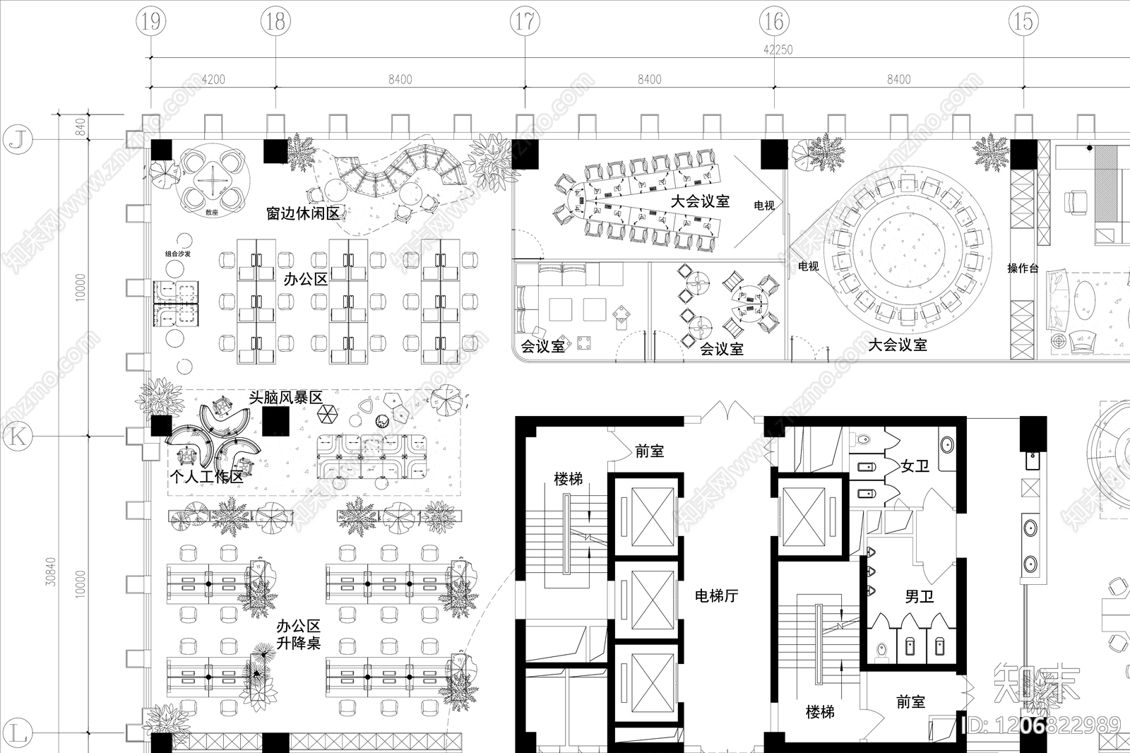 现代整体办公空间cad施工图下载【ID:1206822989】