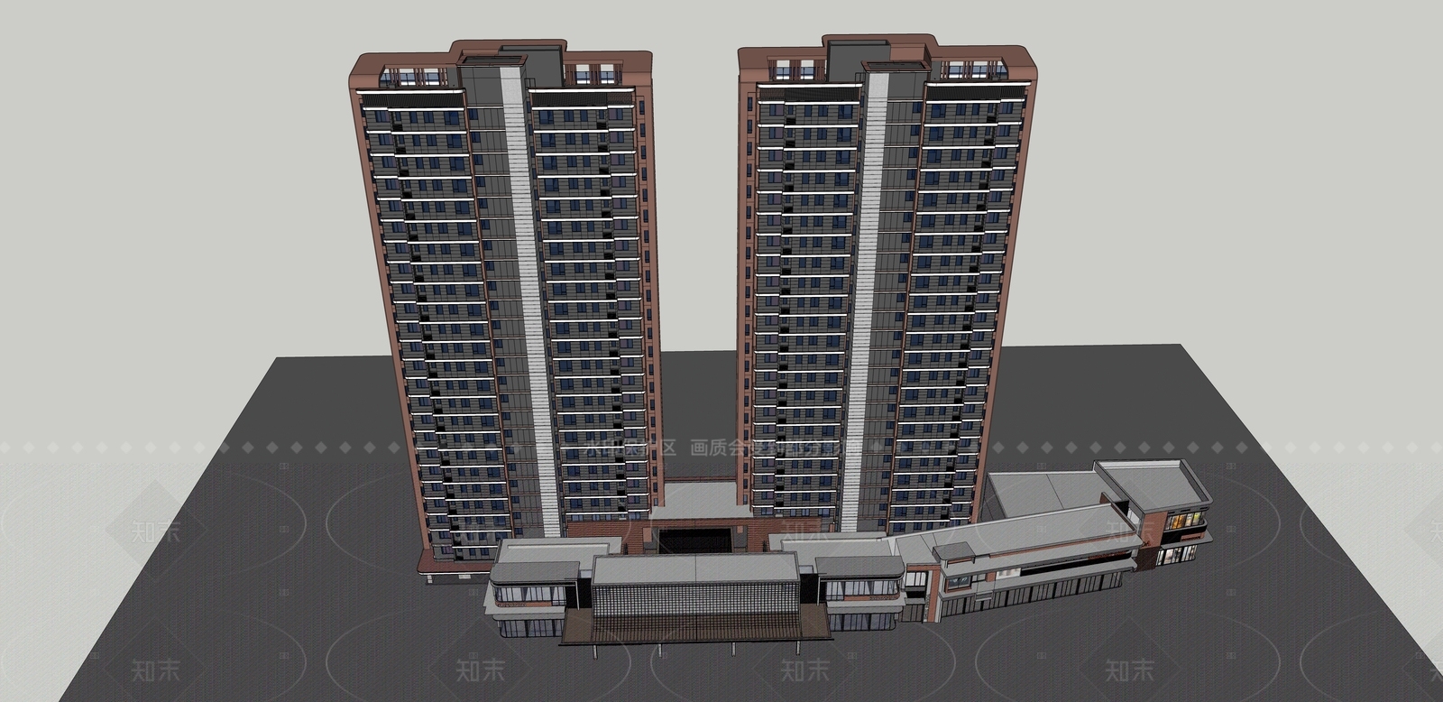 简约轻奢小区建筑SU模型下载【ID:1206824292】