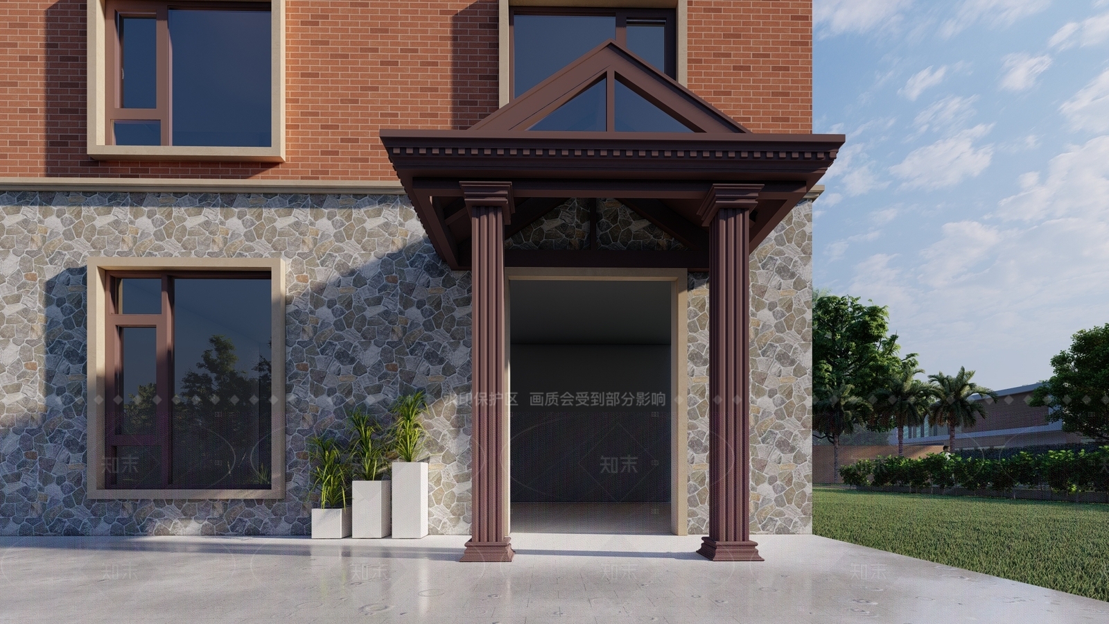 现代雨棚SU模型下载【ID:1206827305】