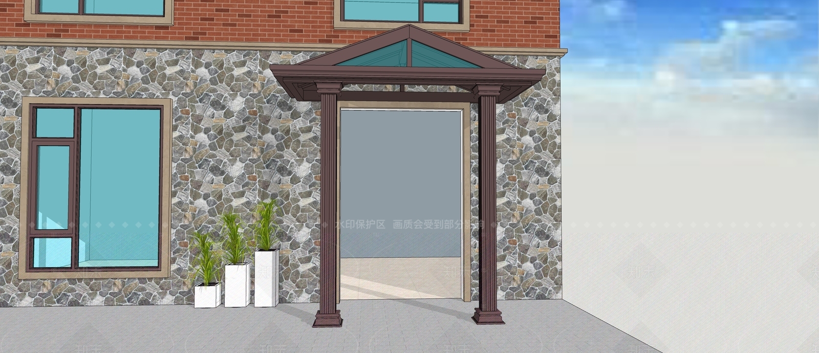 现代雨棚SU模型下载【ID:1206827305】