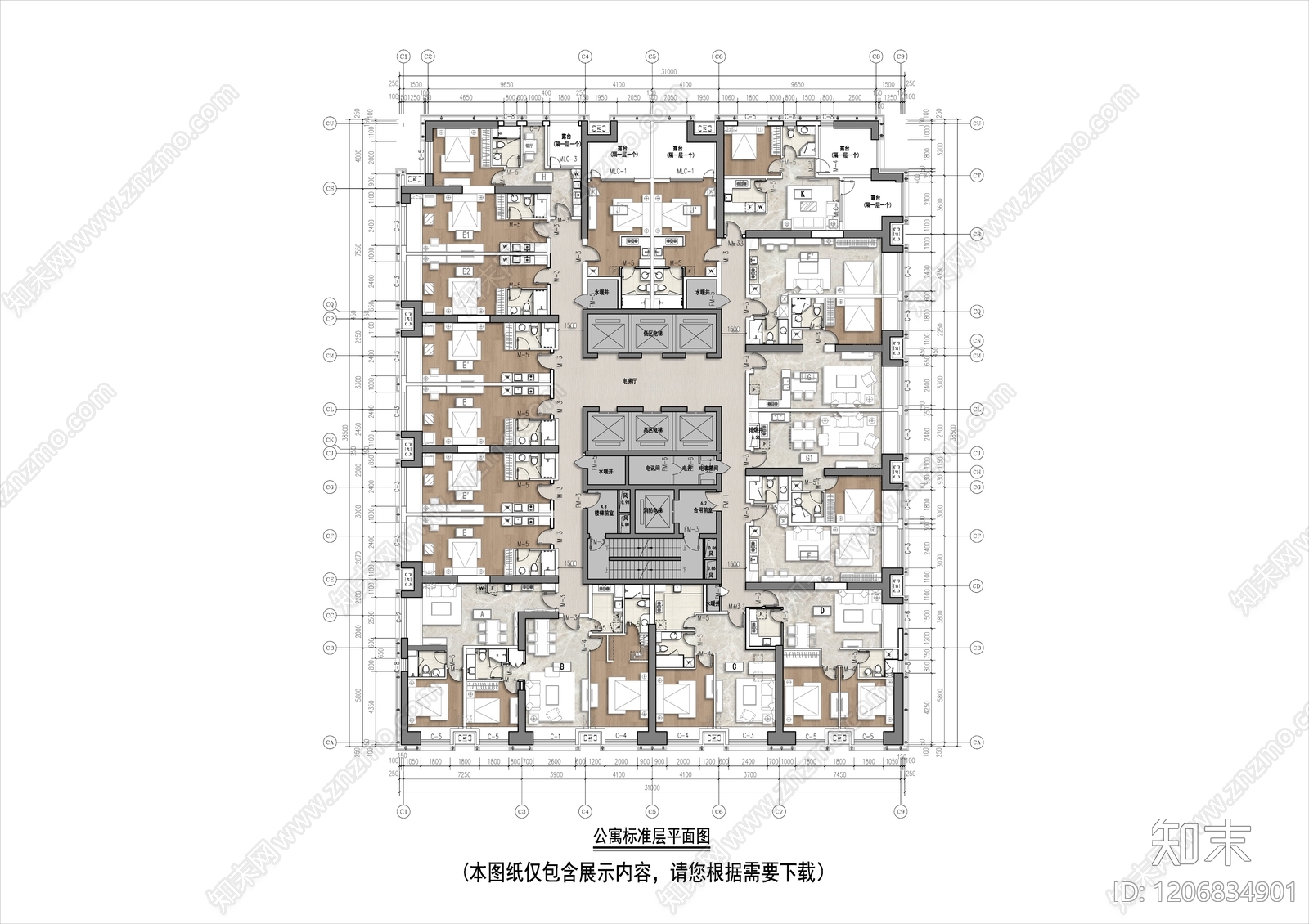 公寓建筑施工图下载【ID:1206834901】