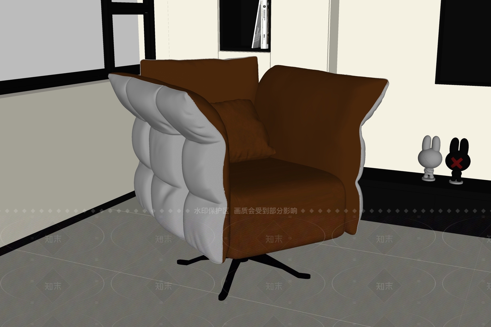 现代意式单人沙发SU模型下载【ID:1206836027】