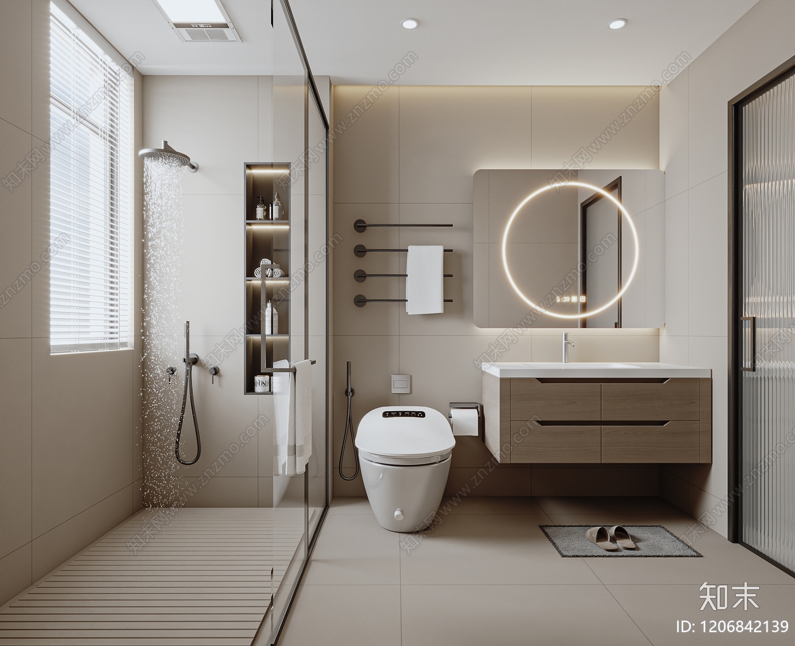 原木北欧卫生间3D模型下载【ID:1206842139】