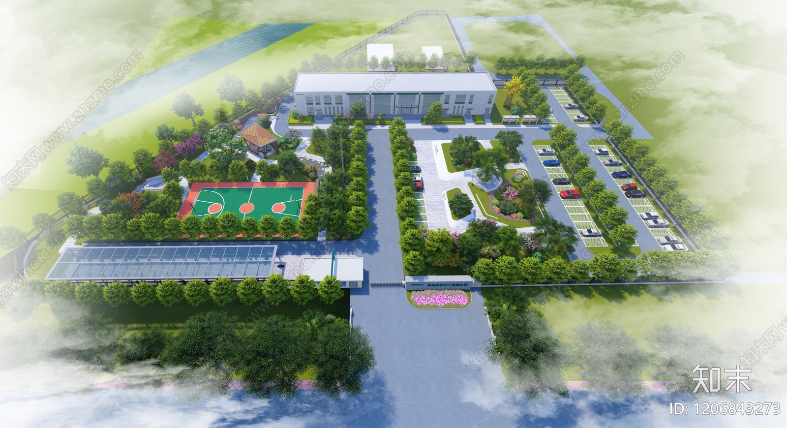 现代办公园区景观SU模型下载【ID:1206843273】