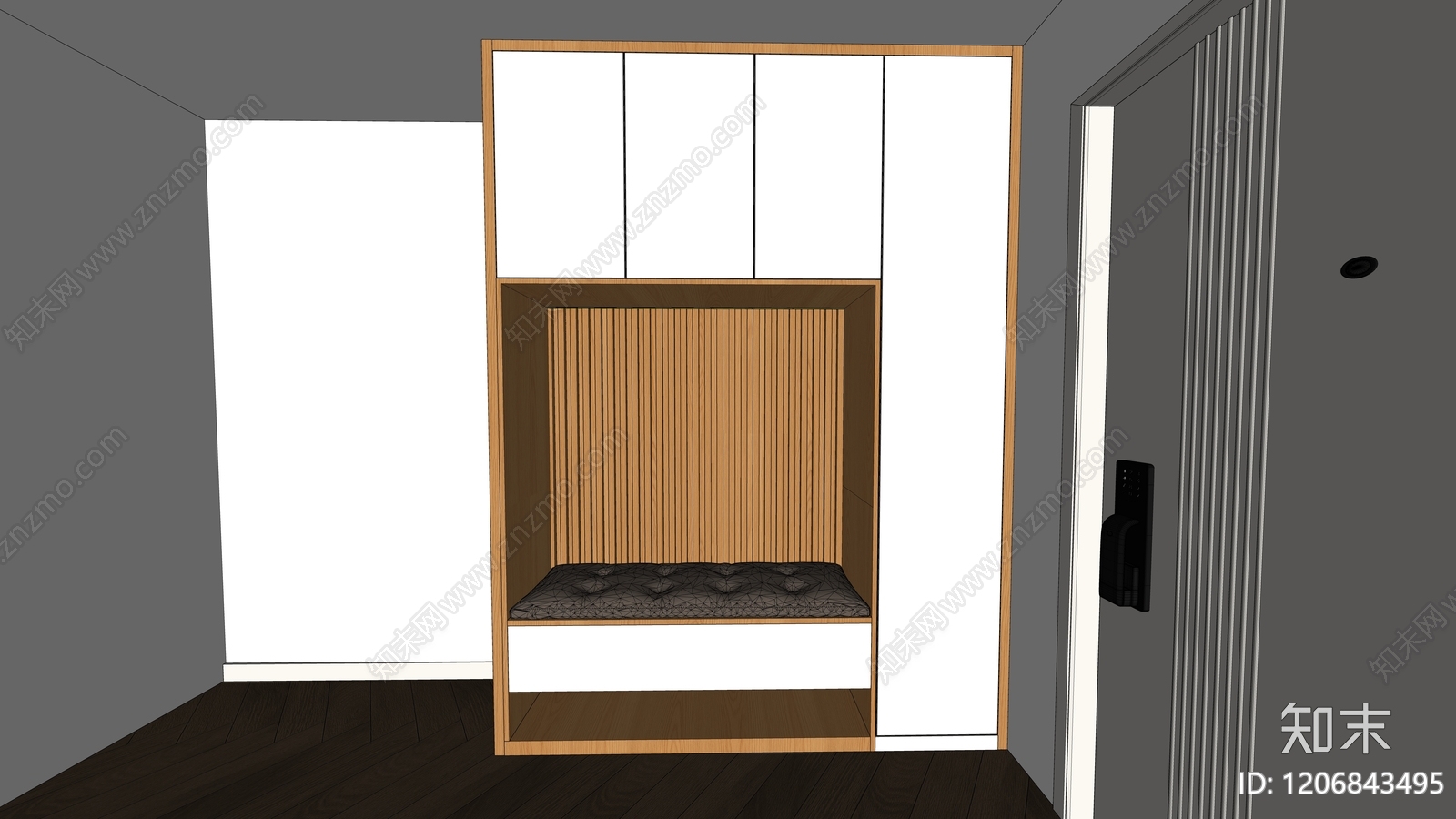 现代奶油玄关柜SU模型下载【ID:1206843495】