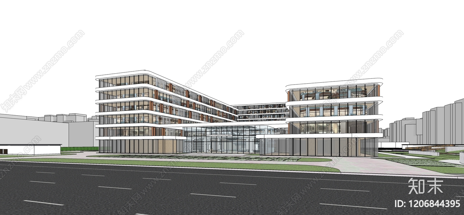 现代医院建筑SU模型下载【ID:1206844395】