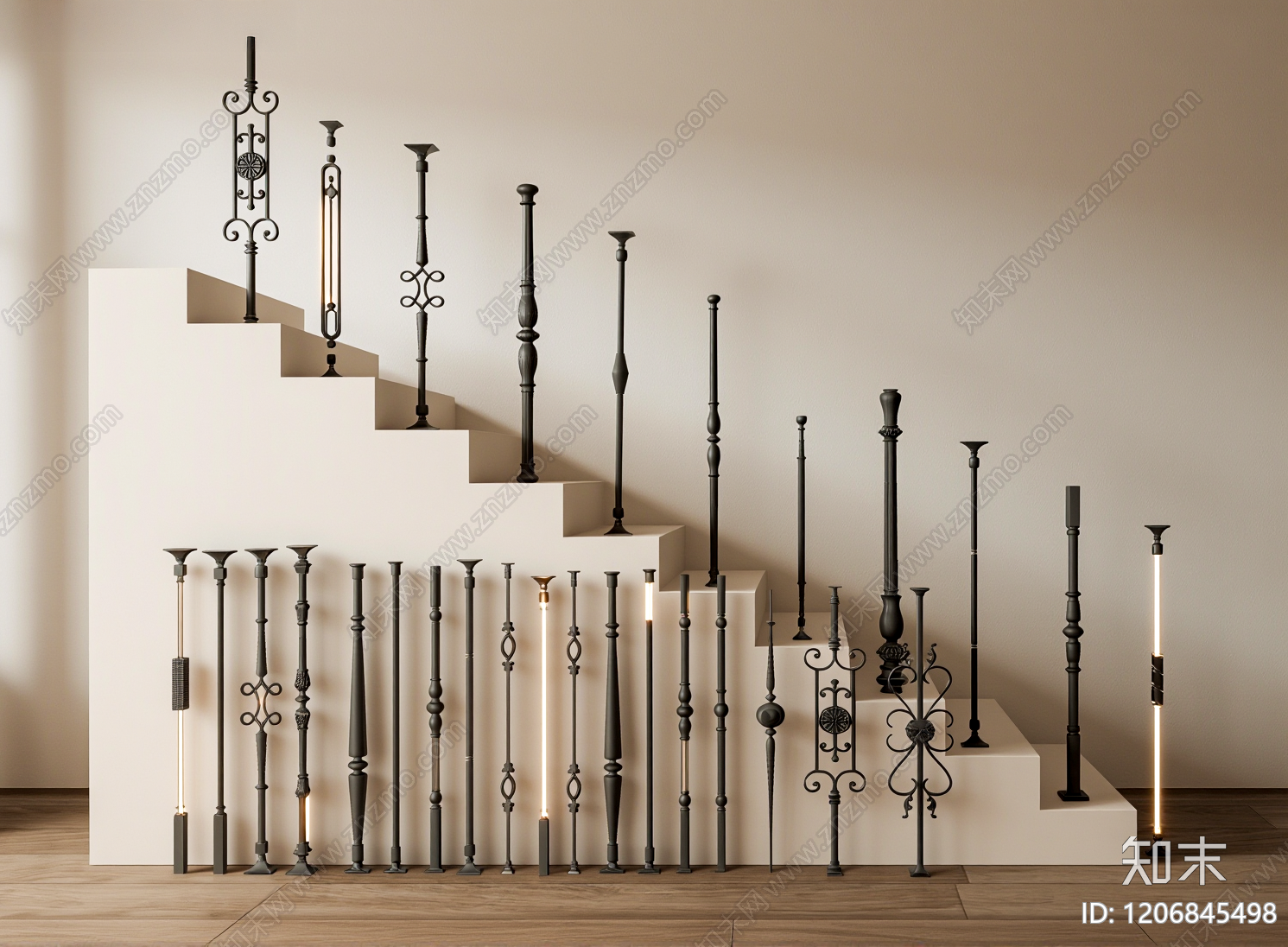 欧式栏杆扶手3D模型下载【ID:1206845498】