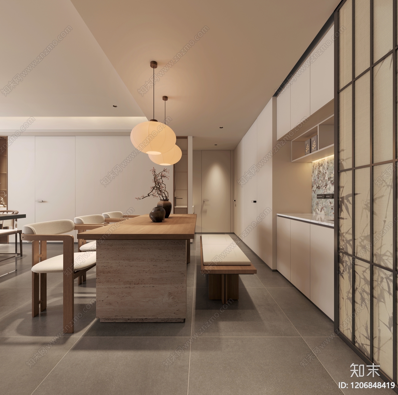 新中式家居客厅3D模型下载【ID:1206848419】