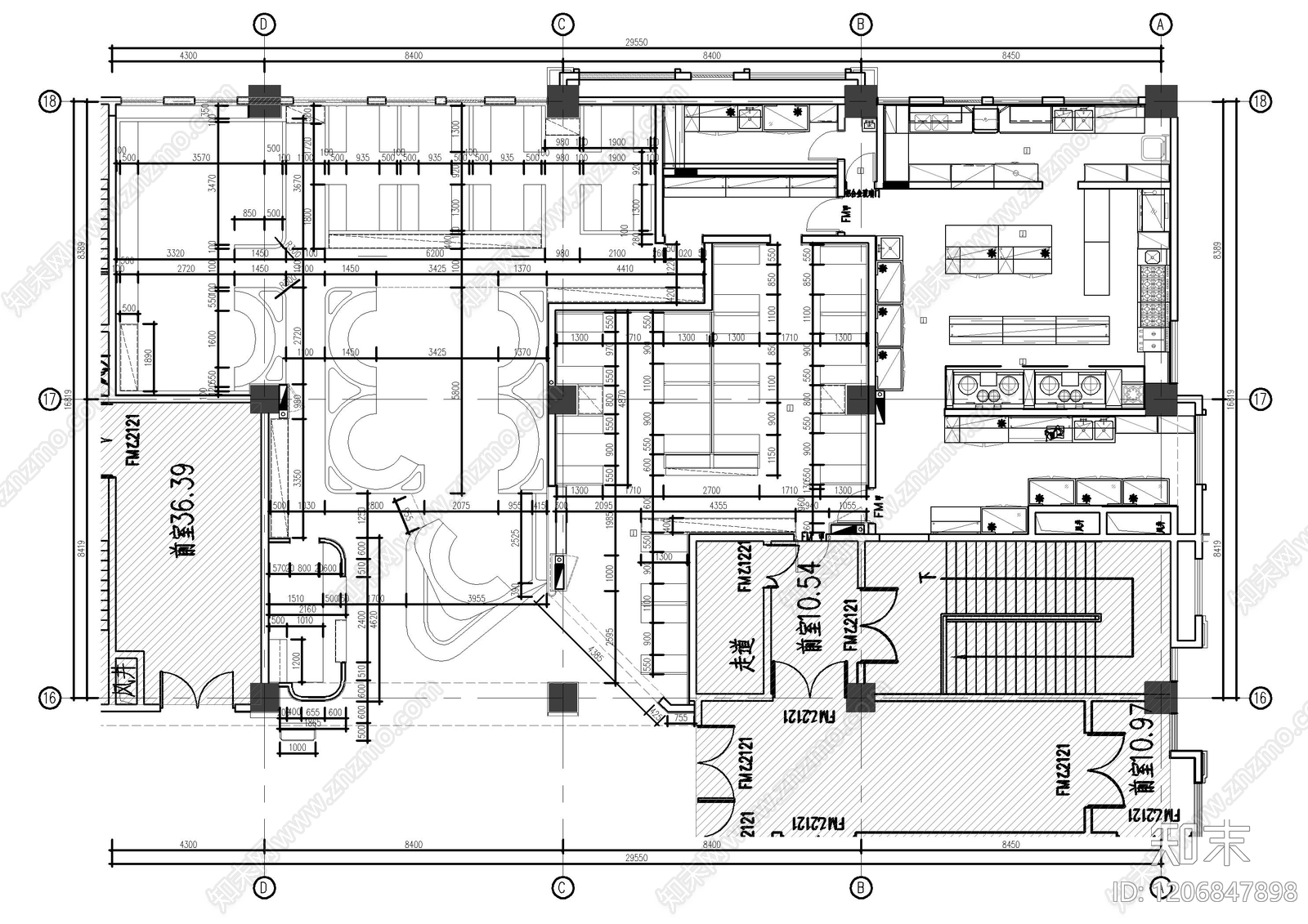 现代西餐厅cad施工图下载【ID:1206847898】