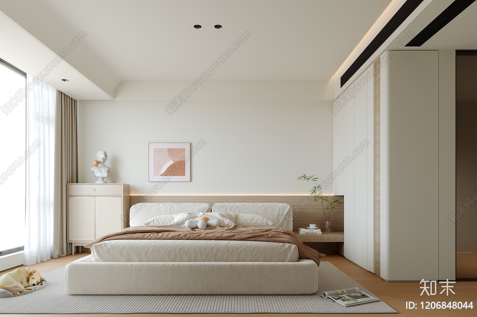 现代奶油家居卧室SU模型下载【ID:1206848044】
