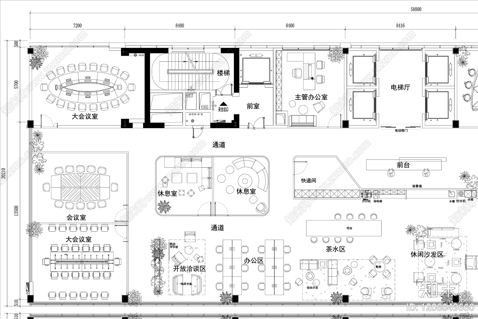现代整体办公空间cad施工图下载【ID:1206849660】
