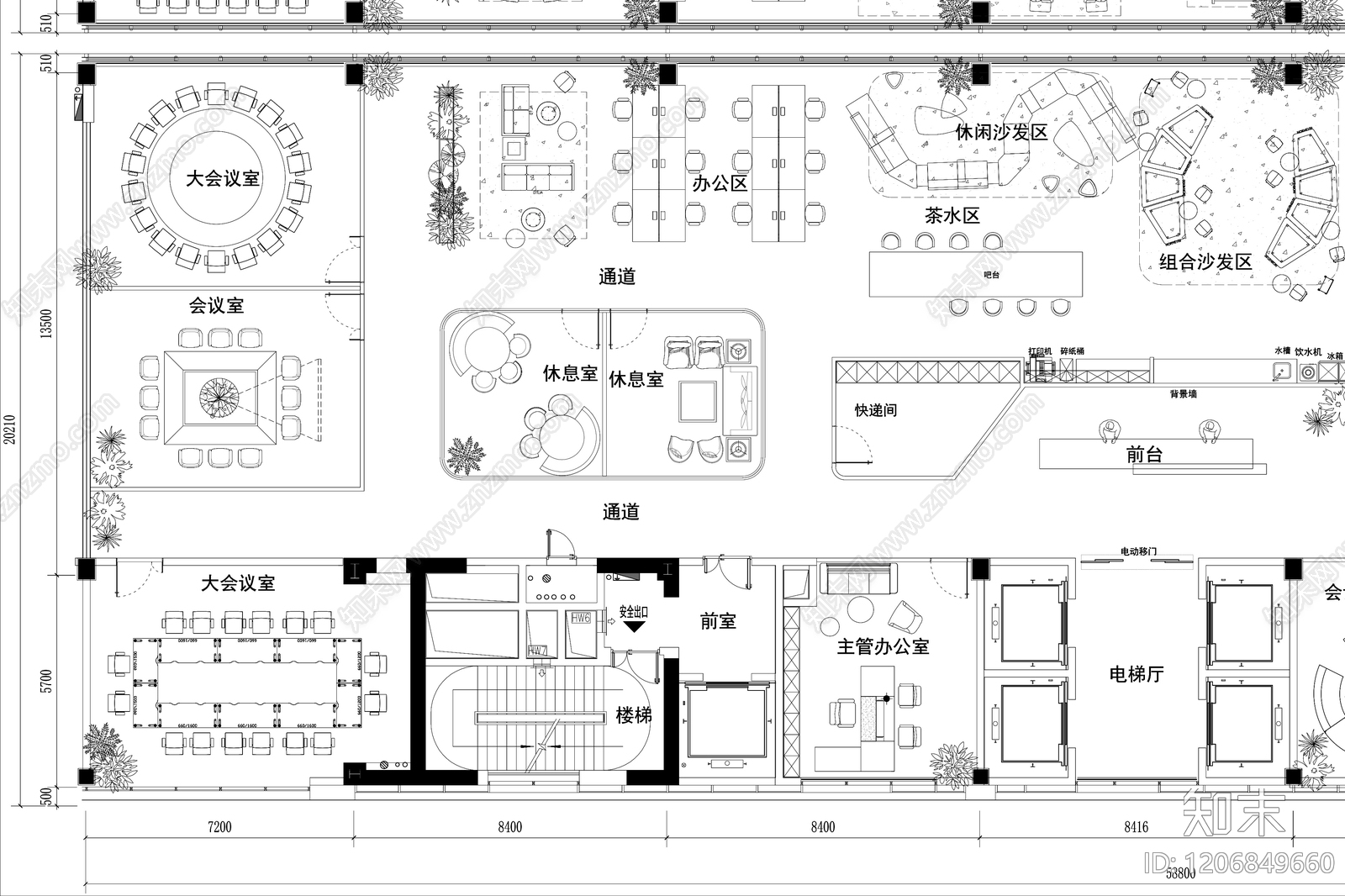 现代整体办公空间cad施工图下载【ID:1206849660】