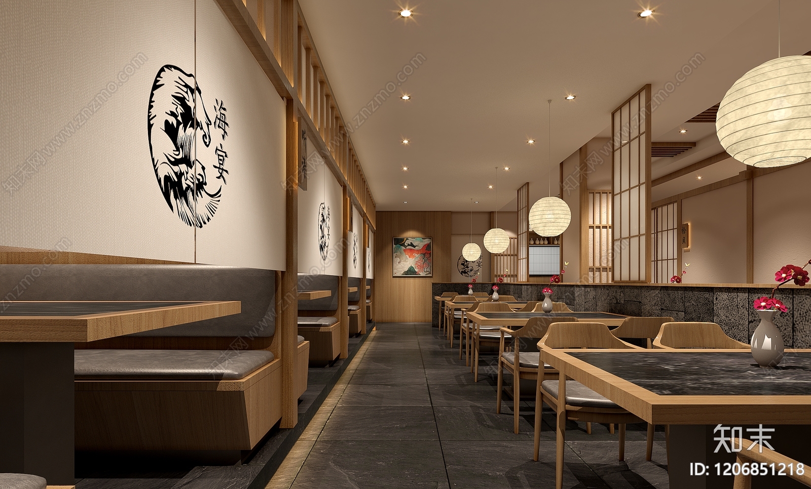 日式现代日料店3D模型下载【ID:1206851218】