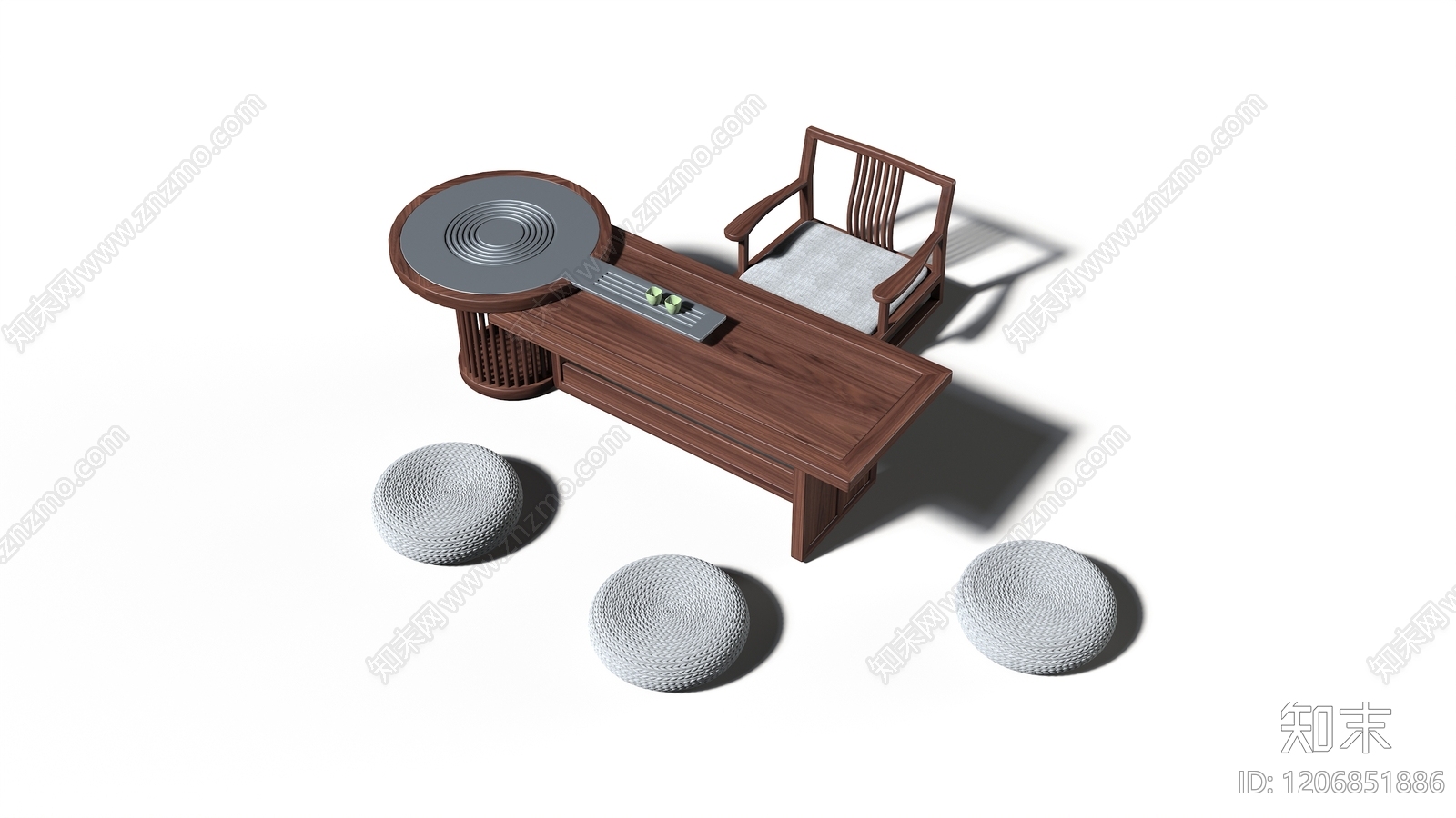新中式茶桌椅3D模型下载【ID:1206851886】