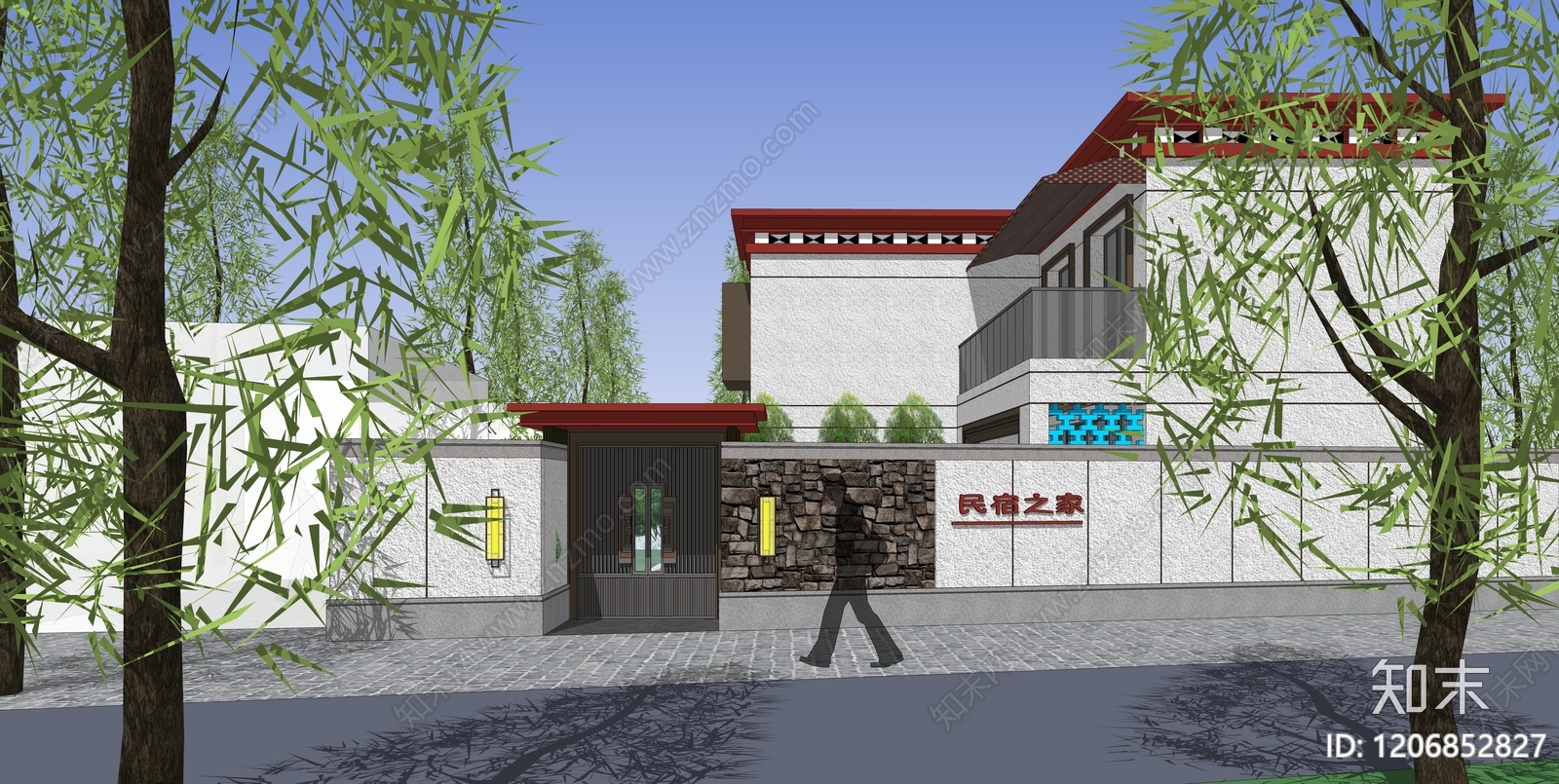 现代中式乡村民房SU模型下载【ID:1206852827】