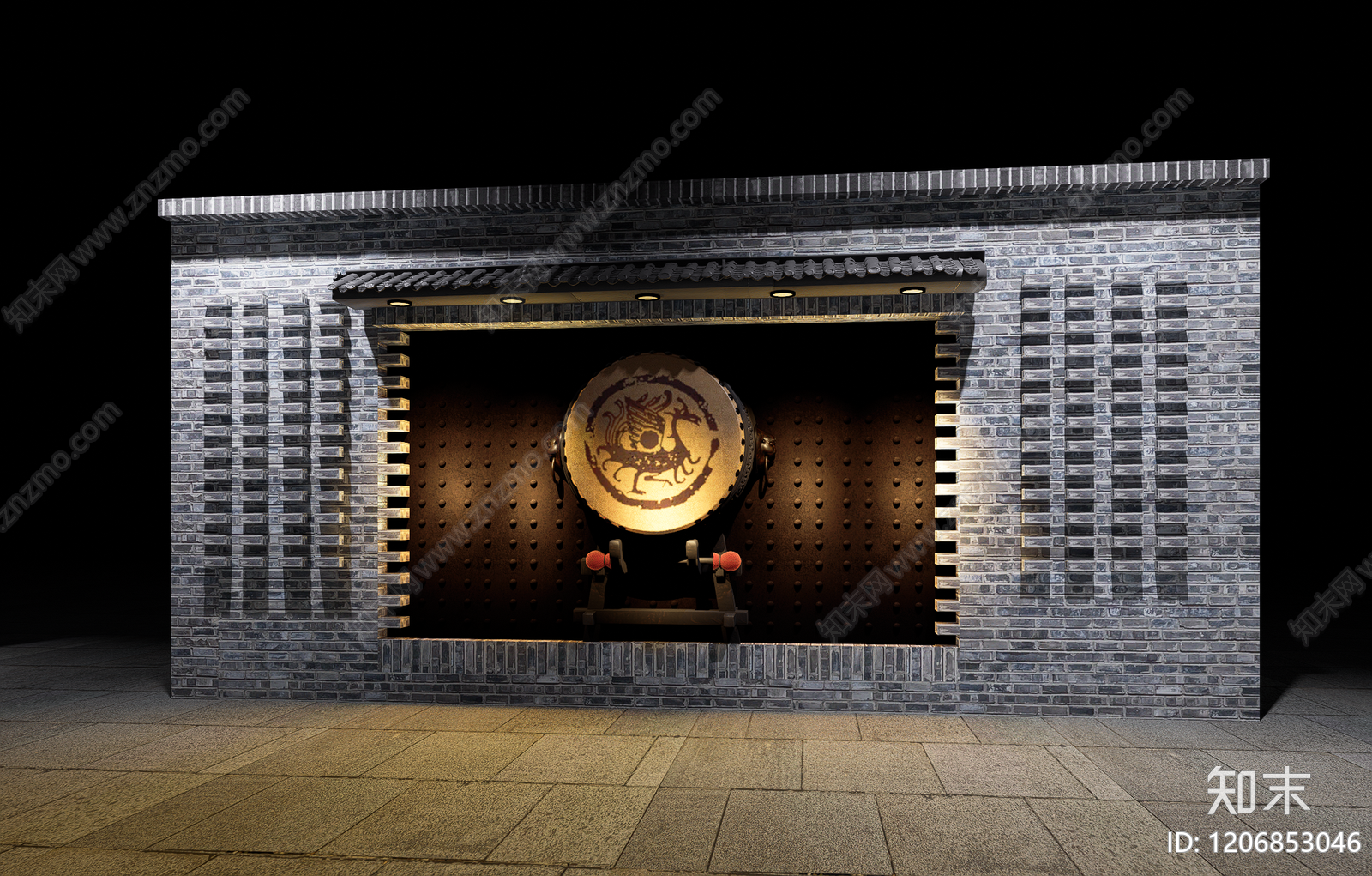 中式景墙SU模型下载【ID:1206853046】