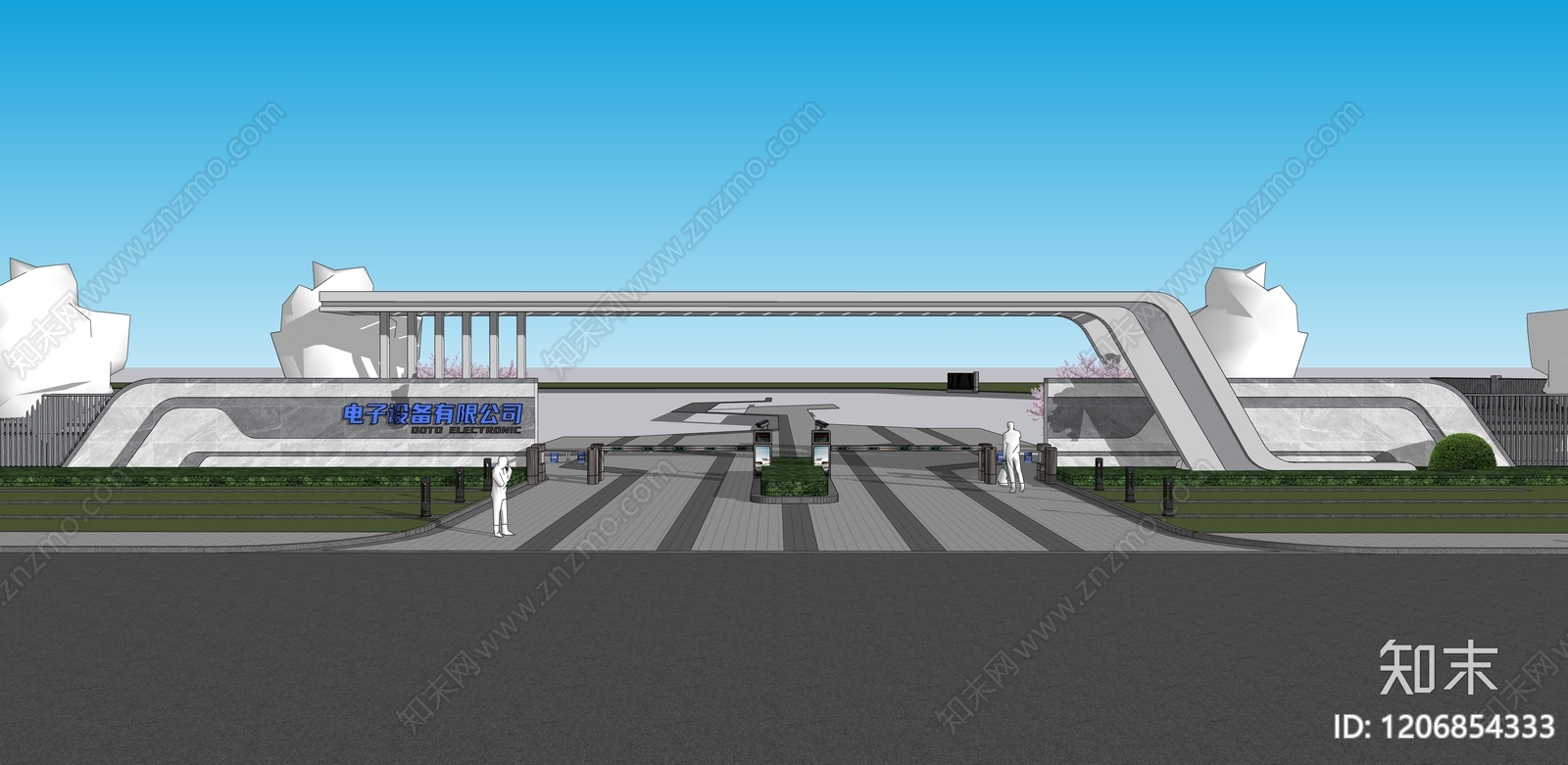 现代办公园区景观SU模型下载【ID:1206854333】