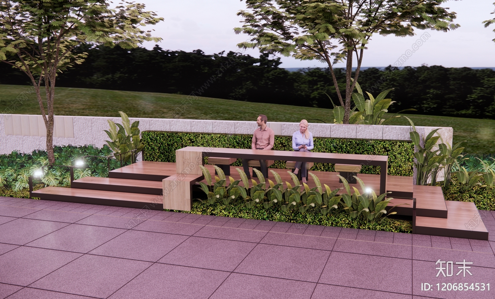 现代轻奢庭院小品SU模型下载【ID:1206854531】